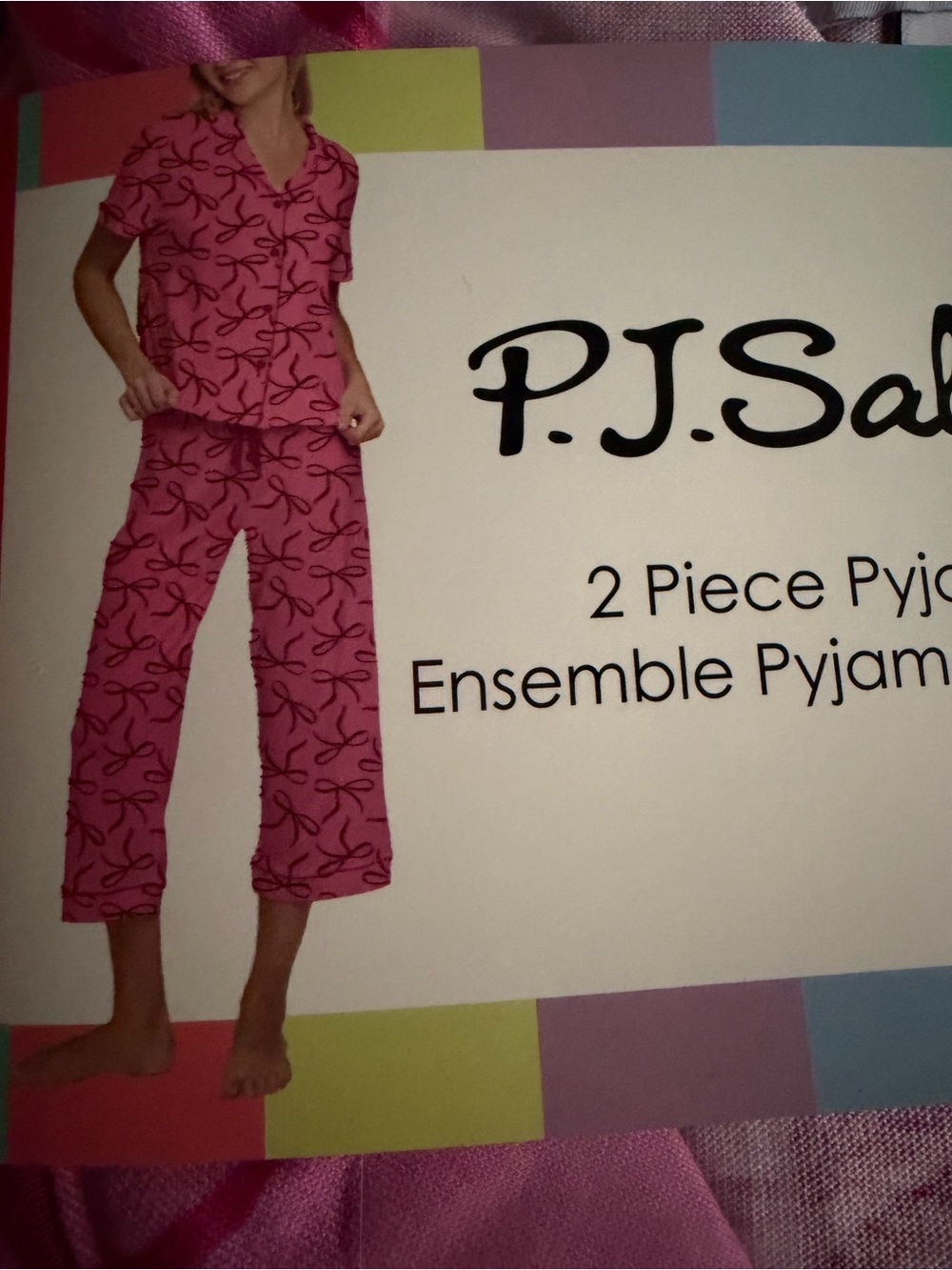 P.J. Salvage Pink Ribbon-Print Capri Pajama Set